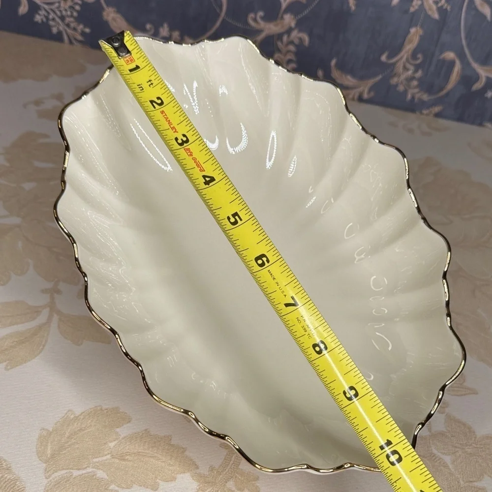 Vintage Lenox Symphony Bowl: Ivory Scalloped Serving Dish with Gold Trim